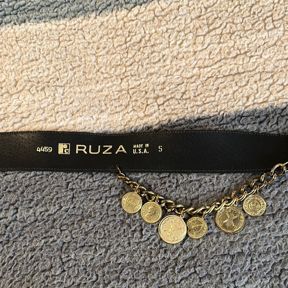 Black and Gold Coin-Embellished Women's Belt